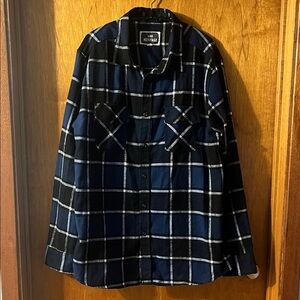 Heritage Men's Navy and Black Checkered Shirt Large